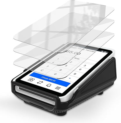 Kailfee Protective Case and Screen Protector*3 for Square Terminal Card Reader - Rubberized Hard Casing with Non-Slip Base and Tempered Glass(Black)