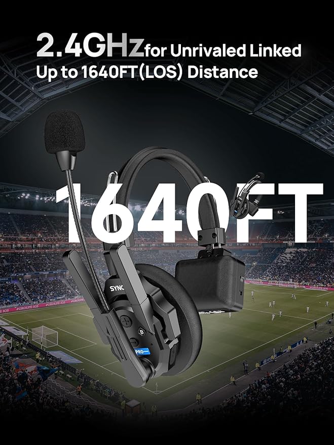 SYNCO XTALK XPRO2 Wireless Intercom Headset System, 2 Person 2.4GHz Wireless Communication Headset 500m/1640ft with Noise Reduction Program Production Live Show, Xtalk-Xpro2-Wireless-Headset-Intercom