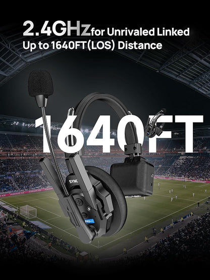 SYNCO XTALK XPRO2 Wireless Intercom Headset System, 2 Person 2.4GHz Wireless Communication Headset 500m/1640ft with Noise Reduction Program Production Live Show, Xtalk-Xpro2-Wireless-Headset-Intercom