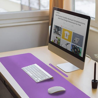 Boutilon Leather Desk Pad 24"x 14" Non-Slip Mouse Pad,Office Desk Mat,Waterprooft PU Leather Desk Blotter,Desk Pad Protector,Desk Writing Pad for Home Office Decor (S-Purple)