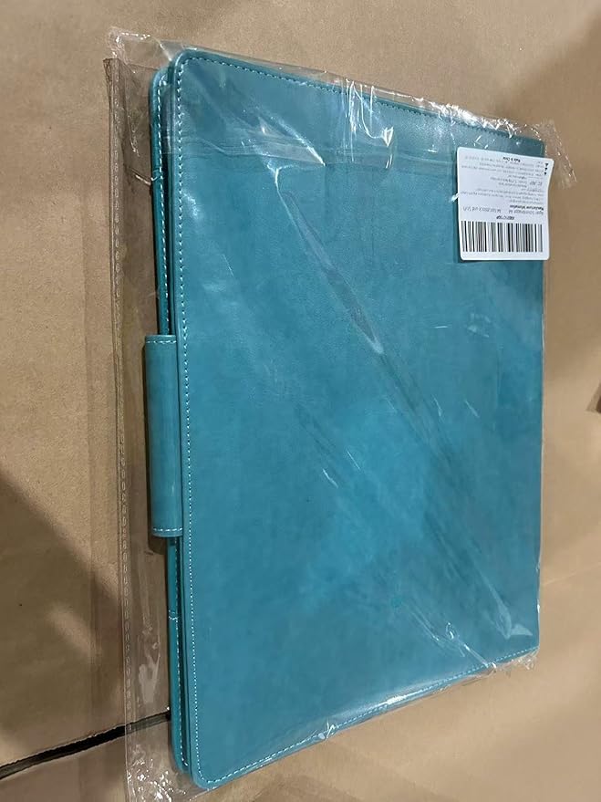 A4 Clipboard Folder Padfolio Clipboard,Faux Leather Interview Resume Folder with Magnetic Cover,Conference Document Organizer with Papers,Sticky Tabs,Pen,Work Folio for Women & Man,Pale Turquoise