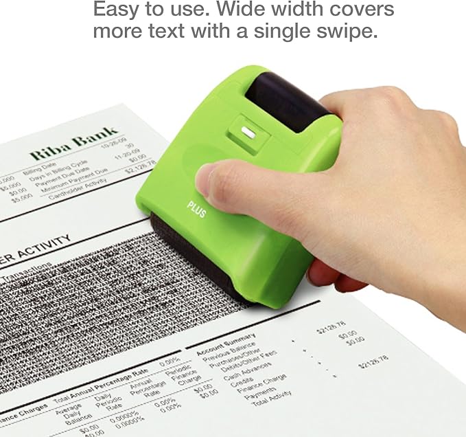 Identity Theft Prevention Security Stamp Wide Roller Security Stamp Kits (Green)