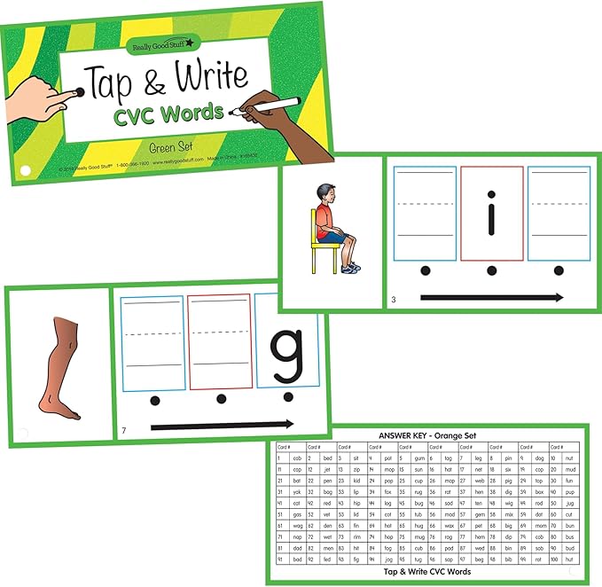 Really Good Stuff Tap and Write CVC Words - 120 Cards