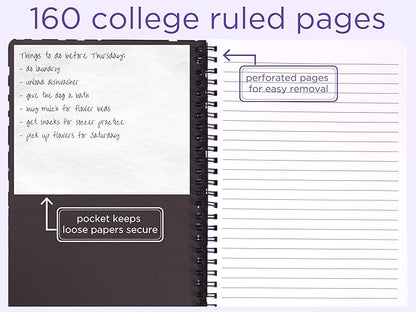 Steel Mill & Co Cute Mini Spiral Notebook, 8.25" x 6.25" Journal with Durable Hardcover and 160 Lined Pages, Black Dots