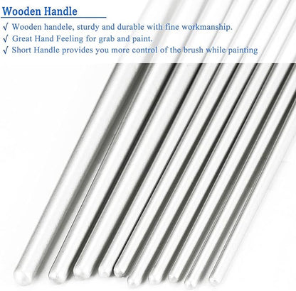 BOSOBO Paint Brushes Set, 4 Pack 40 Pcs Round Pointed Tip Paintbrushes Nylon Hair Artist Acrylic Paint Brushes for Acrylic Oil Watercolor, Face Nail Art, Miniature Detailing & Rock Painting, White