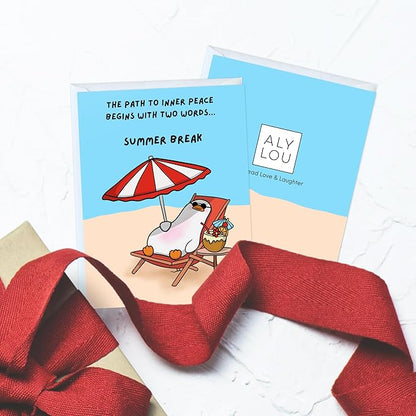 ALY LOU Teacher Thank You Card, Appreciation Card for Educator, Day Care, Preschool, Elementary High School, Graduation or Back to School, Summer Break Gift (The Path to Inner Peace ... Summer Break)