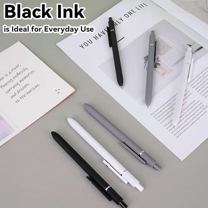 FIOVER Gel Pens,6Pcs Fine Point Smooth Writing Pens 0.5mm Black Gel Ink, High-End Series Ballpoint for Journaling Note Taking, Gifts for Women Men (6pcs-Black, Gray, White)
