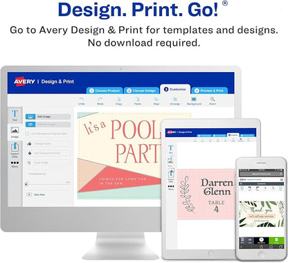 Avery Clean Edge Printable Business Cards with Sure Feed Technology, 2" x 3.5", Ivory, 200 Blank Cards for Inkjet Printers (08876)