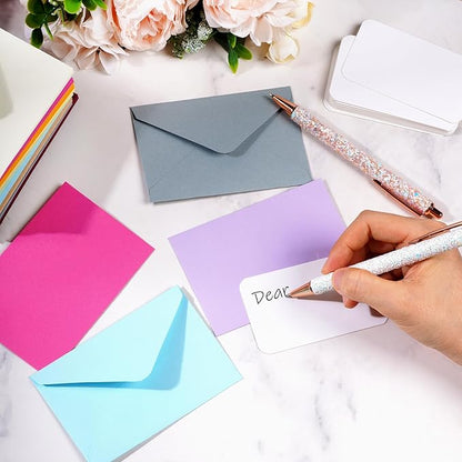 jiebor 100 Sets Small Envelopes with Small Blank Gift Business Card Wedding Invitation Pocket Envelopes for Graduations Wedding Shower Holiday 4.37 x 2.91 Inch Light Color