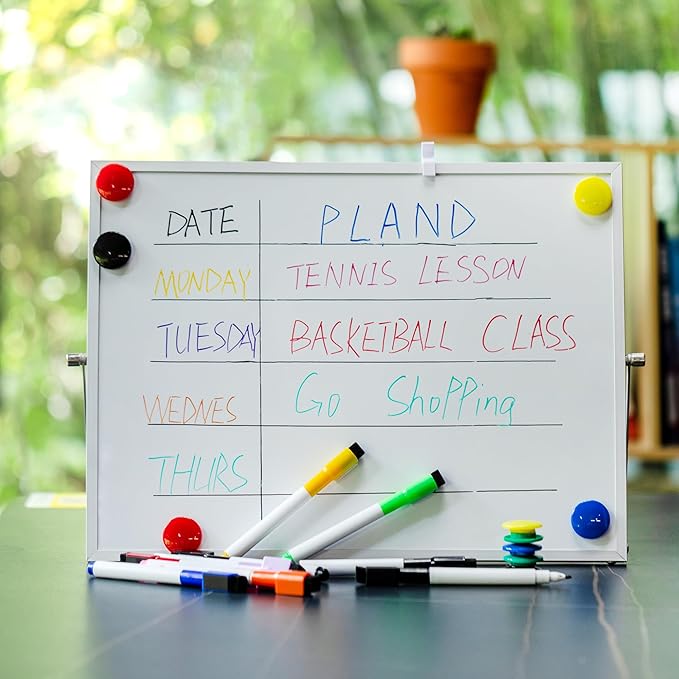 Mr. Pen- Small Dry Erase Board with Stand, 12.5"x16.5", 10 Markers, 10 Magnets and 1 Eraser, Double-Sided Kids White Board Dry Erase Board for Desk Dry Erase Board, Kids Dry Erase Board Kids