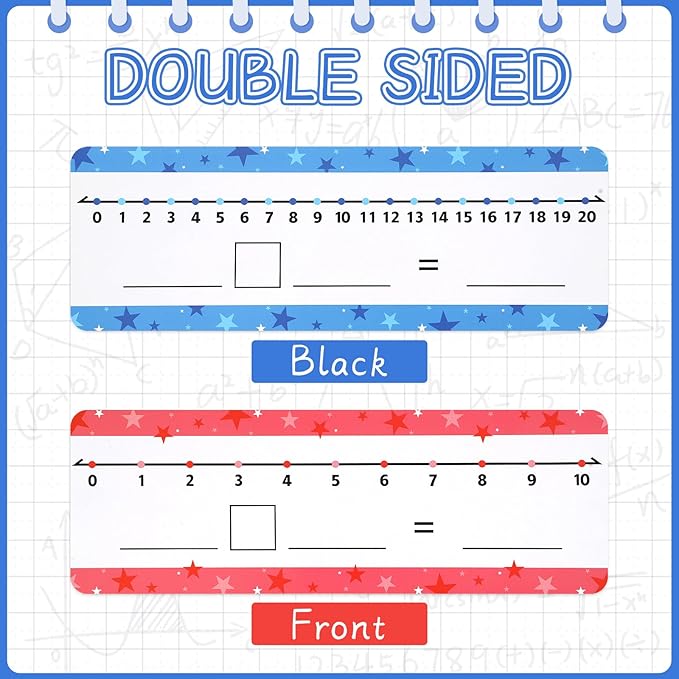 32 Pack Dry Erase Number Line Board Card Lapboard Double Sided Writable and Erasable Board Card Featuring 0-10 Number Line On One Side 0-20 On The Other for Kids Students Math Manipulatives (11.5”x4”)