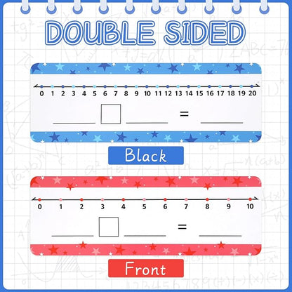32 Pack Dry Erase Number Line Board Card Lapboard Double Sided Writable and Erasable Board Card Featuring 0-10 Number Line On One Side 0-20 On The Other for Kids Students Math Manipulatives (11.5”x4”)