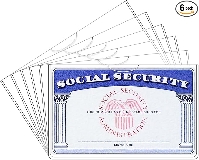 6 Pack Card Protector Social Security, Medicare, Credit & Driver's License Sleeve 3.8x2.32in