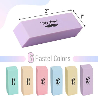 Mr. Pen- Erasers, 24 Pack, Pastel Colors Pencil Eraser, Erasers for Pencils, Mr Pen Erasers, Erasers for School, Large Eraser, Block Erasers for School, Rubber Eraser, Large Erasers for School