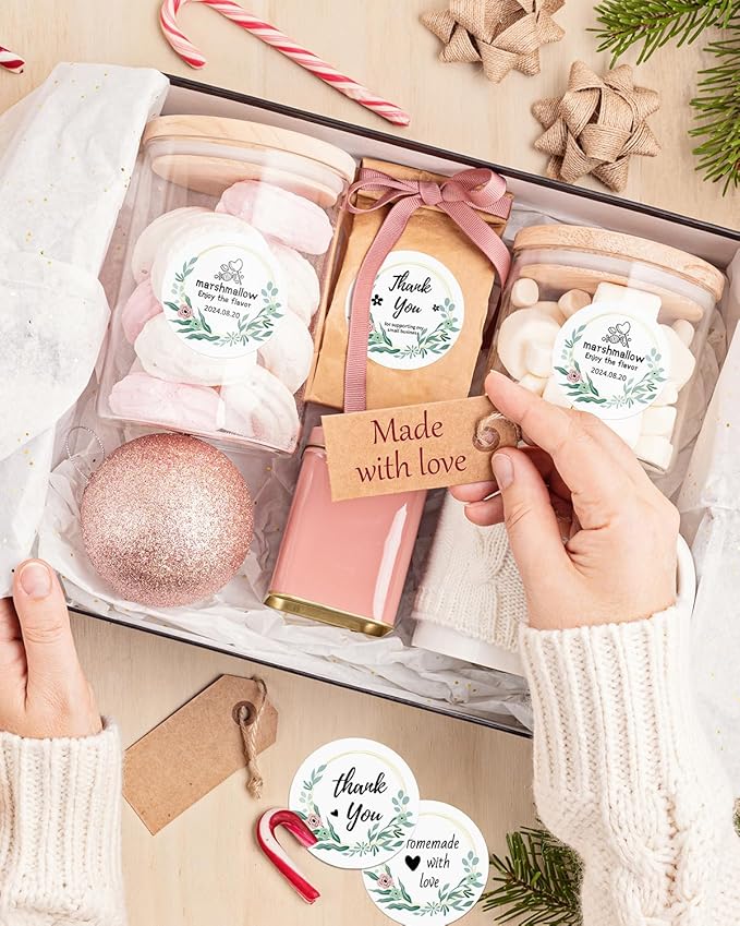 Phomemo 4X6'' Thermal Shipping Labels - Pack of 500 4x6 Fan-Fold Labels for Shipping Label, Address, Mail, Product Logo Label, Commercial Grade (White-Flower, 2''x2'' 500pcs)