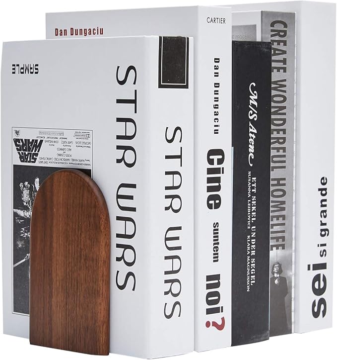 Pandapark Wood Bookends,Non-Skid Bookend for Shelves,Heavy Duty Bookends,Book Stand for Books/CDs,1 Pair