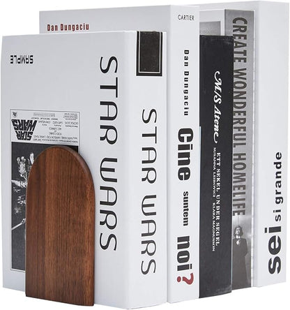 Pandapark Wood Bookends,Non-Skid Bookend for Shelves,Heavy Duty Bookends,Book Stand for Books/CDs,1 Pair