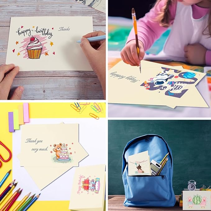 50 Pack Blank Cards Folded Cardstock Thank You Blank Greeting Cards for Invitations, Wedding, Greeting Cards, All Occasion DIY, 4x6 Folded Cards Cream