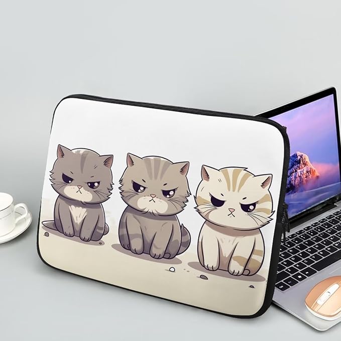 Cute Cat Laptop Protective Sleeve for Girls Boys 13 Inch Laptop Covers with Large Capacity Lap Top Case Lightweight Computer Sleeve Bag Suitable Gifts for Holidays Tablet Bag Grey