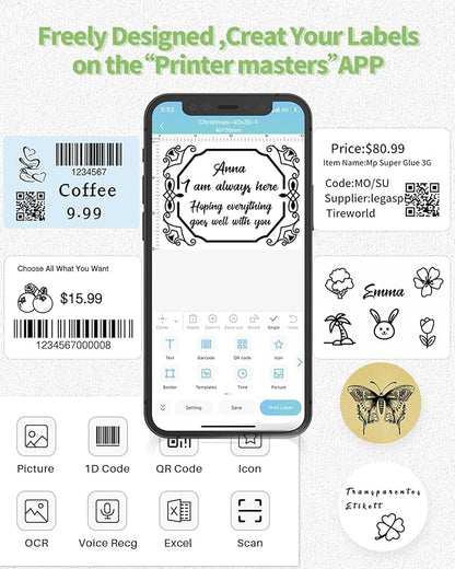 2 Inch Circle Thermal Label Sticker Compatible with Phomemo M110/M221/M220/M120/M200/M110S Label Printers,1.96" x 1.96"（50x50 mm）,Round Label Sticker for Gift/Mailing/Business/Home Tag,140labels/Roll
