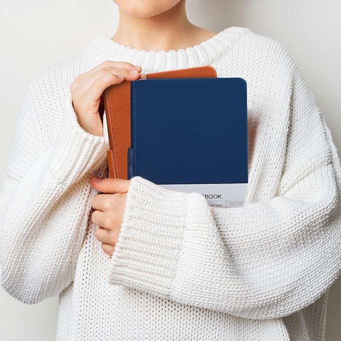 Hardcover Executive Notebooks, 160 Pages Line Ruled Classic Notebook Journal, Leather Notebooks with Pen for Bussiness College Writing Dark Blue