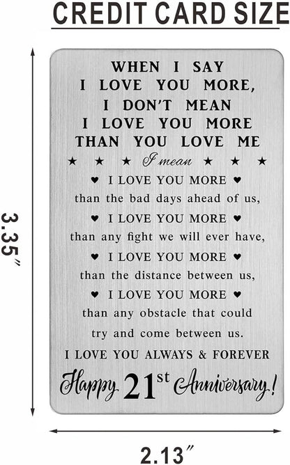 CPLJW 21st Anniversary Wallet Card Gifts for Husband, 21 Year Anniversary Steel Gifts for Men, Happy 21st Anniversary Romantic Gifts
