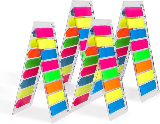 Golcellia Fluorescent Translucent Sticky Tabs, 1600 Pcs Total, Pack of 8 Colors, Arrow and Strip Sticky Notes, Small Page Flags