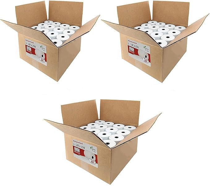 (96 Rolls) 3 1/8 x 230 Thermal Paper Receipt Rolls (Pack of 32 x 3) fits all Clover POS Cash Register Printers, Star Micronics SCP700 TSP100 TSP300 from BuyRegisterRolls