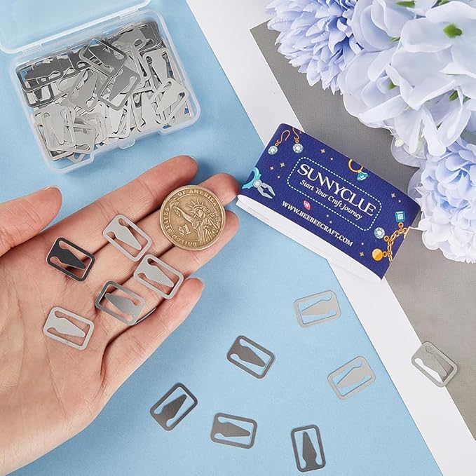 SUNNYCLUE 1 Box 100Pcs 304 Stainless Steel Bookmarks Metal Book Line Markers Silver Rectangle with Arrow Book Page Markers Clips Covers Accessories for Reading Book Lovers Women Men Office School Work