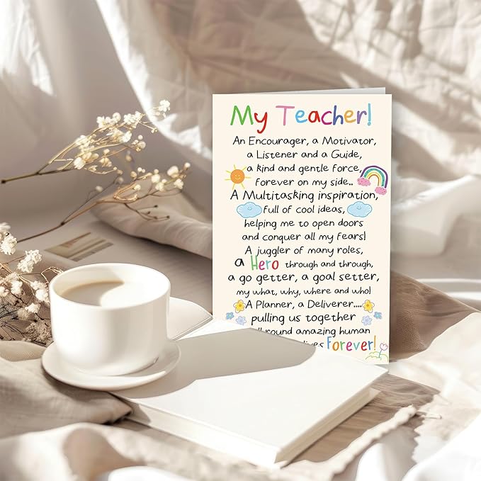 Teacher Appreciation Cards, Thank You Teacher Card for Preschool, Daycare & Educators - Teacher Appreciation Gifts Ideas, Thank You for Helping Me Grow, Perfect Preschool Teacher Appreciation Gifts