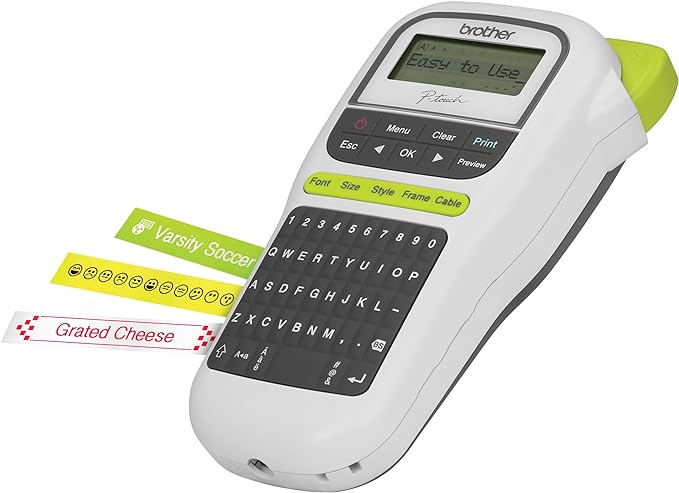 Brother P-Touch, PTH110, Easy Portable Label Maker, Lightweight, QWERTY Keyboard, One-Touch Keys, White (Renewed Premium)
