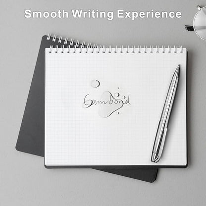 Cambond Ballpoint Pens Black Pens - Bulk Pens Metal Pen for Journaling Gift Business Men Police Flight Attendants 1.0 mm Medium Point Nice Pens, 3 Pens with 6 Refills (Sliver)