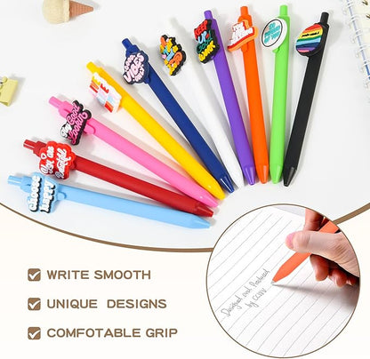 10Pcs Inspirational Ballpoint Pens with Postive Sayings and Cute Pattern Motivational Quotes Emotional Support for Adults Bulk for Coworkers Team Staff Funny Office Stationary (Motivational 2)