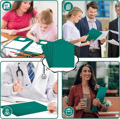 Folders with Pockets,SANXUEWJ 30 Pack Two Pocket Folders Business Card Holder Plastic Folders with Prongs for School Office Filing Cabinet Resume Portfolio (Green)