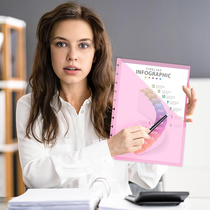 32 PCS Discbound Dividers Letter Size Disc Planner 2 Pocket Fit 8.5" x 11" Paper Notebook with Pockets 11 Disc Folder for Office Home School