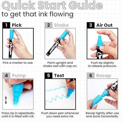 5 Silver Chalkboard Chalk Markers - Silver Dry Erase Markers for Blackboard, Chalkboard Signs, Windows, Glass | Variety Pack - Fine & Jumbo Size Ink Pen (1mm, 3mm, 6mm, 10mm, 15mm)