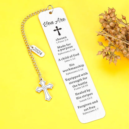 Faith Based Gifts Cross Bookmark for Men Women First Communion Gifts for Girls Boys Baptism Gifts Bible Verse Bookmark Bible Accessories Christian Church Gifts in Bulk 2024 Graduation Gifts