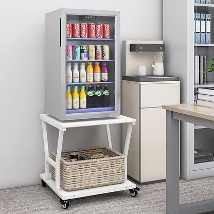 Natwind 2 Tier Large Printer Stand,23.6''x23.6''x23.6'' Heavy Duty Printer Table, Copier Stand, Laser Printer Cart with Paper Storage Shelf,Printer Holder with Wheels for Home Office (White)