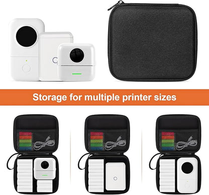 Mini Printer Carrying Case Compatible with Phomemo M02/ T02/ M02S/M02 pro/Q30S/M02X Mini Photo Printer, Mini Thermal Printer Hard Travel Case with Zipper Mesh (Black L)