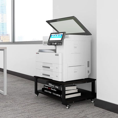 Natwind 2 Tier Laser Printer Stand,23.6''x23.6''x12.6'' Large Printer Table Copier Stand,Heavy Duty Rolling Printer Cart with Paper Storage Shelf,Printer Holder with Wheels for Home Office (Black)