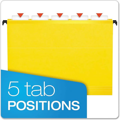 Pendaflex SureHook Reinforced Hanging Folders, Letter Size, Yellow, 20 per Box (6152 1/5 YEL)