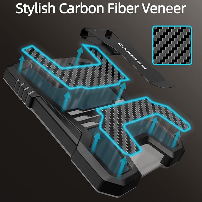 Oaridey Retractable Badge Holders, Heavy Duty Retractable Keychain with Tactical ID Card Holder (Holds 5 Cards), ID Badge Holders with Metal Clip, 31.5' Badge Reel