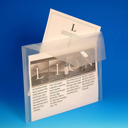 Lion Design-R-Line Poly Envelope with Extra Pocket, 9.75 x 12.5 Inches, Clear, Pack of 6 (22070-CR-6P)