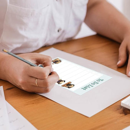 Kawaii Pug Puppies Sticky to Do List Notepad - Dog Sticky Notes Stationary School Office Supplies for Girls and Pug Mom | Pug Gifts for Pug Lovers | 4" x 6" 50 Pages