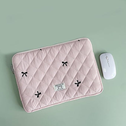 9-11 Inch Tablet Sleeve Case for iPad Pro 11 Air 4 10.2 Tab Protective Bag Cute Bowknot Quilted Puffy Laptop Pouch Carrying Case