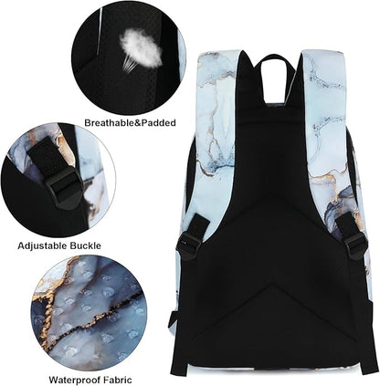 Marble School Backpack for Teens Girls, Womens College Bookbags Laptop Backpacks