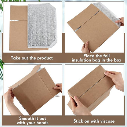 Nuanchu 20 Pieces Double Insulated Mailing Boxes with Aluminum Foil Insulated Bag Liner Cooler Small Mailing Box for Mailing Frozen Food Cold Mailing Boxes for Mailing Packing Moving, 9" x 5" x 6"
