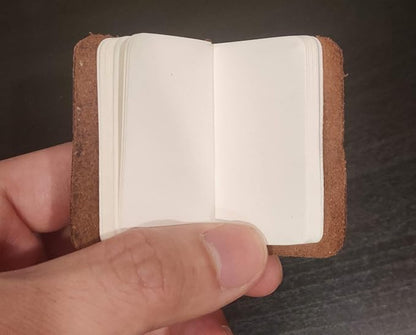 Hesena Miniature Notebook - Handmade Leather Cover with Book Insert, Portable Travel Sized Journal.