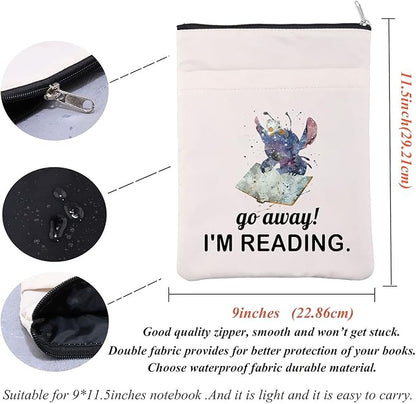 Cartoon Character Book Sleeve Ohana Lovers Book Cover WDW Fandom Gift Go Away I’m Reading Gift for Bookish Bibliophile (ShiDiZai ReadingBS)