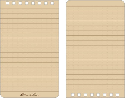 Rite in the Rain Weatherproof Top Spiral Notebook, 3" x 5", Brown Cover, Universal Pattern, 3 Pack (No. 435-3X)